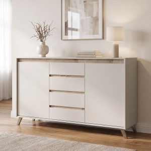 Μπουφές Belka κρεμ με oak 155x45x93,7εκ