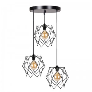 Φωτιστικό οροφής τρίφωτο PWL-1037 Ε27 μαύρο Φ30x85εκ