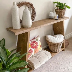 Κονσόλα Edgar φυσικό ξύλο πεύκου 35mm καρυδί 139x29x90εκ