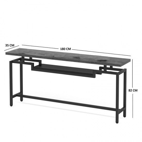 Κονσόλα Onole σε καρυδί - μαύρο μέταλλο 180x35x82εκ