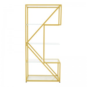 Ραφιέρα Aylan γυαλί - μέταλλο σε χρυσή απόχρωση 100x30x200εκ