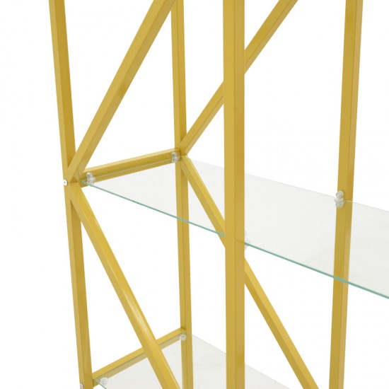 Ραφιέρα Aylan γυαλί - μέταλλο σε χρυσή απόχρωση 100x30x200εκ