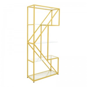 Ραφιέρα Aylan γυαλί - μέταλλο σε χρυσή απόχρωση 100x30x200εκ