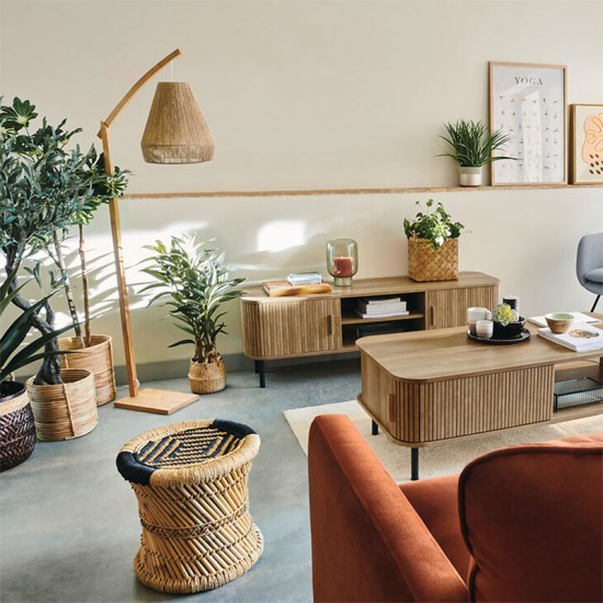 Φωτιστικό δαπέδου PWL-1211 Ε27 60W μπαμπού μπεζ 52x30x158εκ