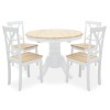 Tραπεζαρία Lars σετ 5τμχ επεκτεινόμενη ξύλο-MDF λευκό-φυσικό Φ100(+38)x100x75εκ