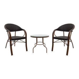 Σαλόνι κήπου Paula σετ 3τεμ μέταλλο-pe rattan καφέ