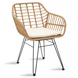 Σαλόνι κήπου Gaus-Naoki σετ 3τεμ μέταλλο μαύρο-pe φυσικό.