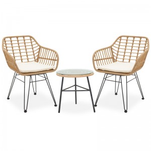 Σαλόνι κήπου Gaus-Naoki σετ 3τεμ μέταλλο μαύρο-pe φυσικό.