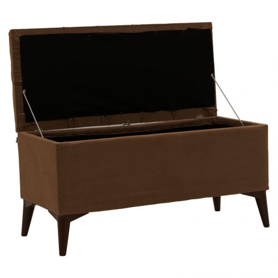 Σκαμπό-μπαούλο Elone καφέ-καρυδί 90x40x50εκ