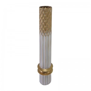 Διακοσμητικό βάζο Bruna Inart μέταλλο σε χρυσή και λευκή απόχρωση Φ15.2x76.5εκ