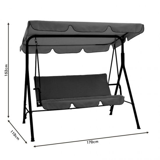 Κούνια κήπου Globo μέταλλο μαύρο-ύφασμα ανθρακί