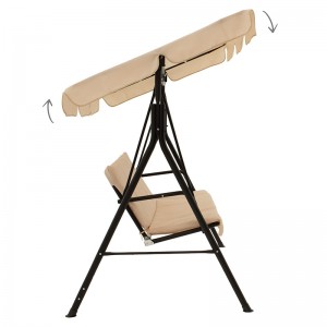 Κούνια κήπου Globo μέταλλο μαύρο-ύφασμα μπεζ