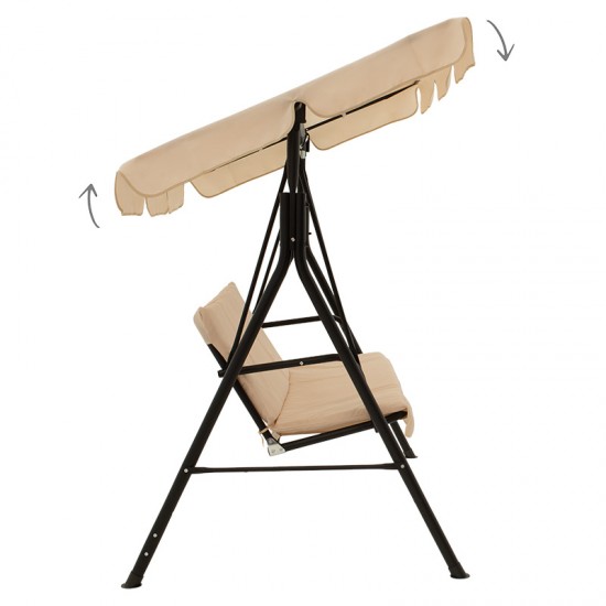 Κούνια κήπου Globo μέταλλο μαύρο-ύφασμα μπεζ