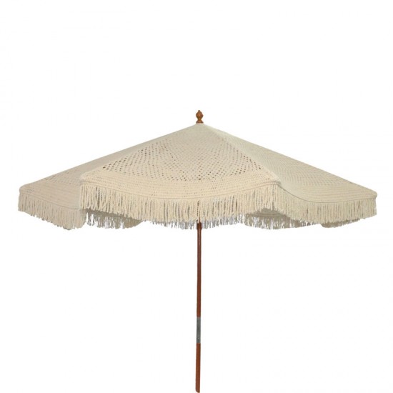Ομπρέλα κήπου Brilie ξύλο-μακραμέ Φ2.70x2.60 m εκρού