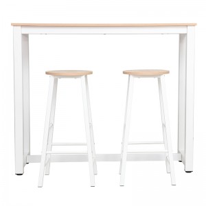 Σετ τραπέζι μπαρ Marle 3τμχ φυσικό-λευκό πόδι 120x40x100εκ