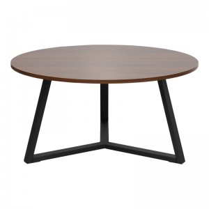 Τραπέζι σαλονιού Berton σε καρυδί απόχρωση με μαύρο μέταλλο Φ80x40εκ