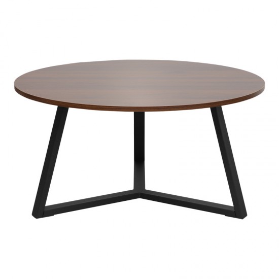 Τραπέζι σαλονιού Berton σε καρυδί απόχρωση με μαύρο μέταλλο Φ80x40εκ