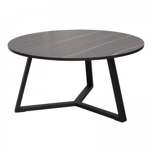 Τραπέζι σαλονιού Berton σε όψη μαρμάρου με μαύρο μέταλλο Φ80x40εκ