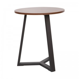 Βοηθητικό τραπέζι Trepolo σε καρυδί απόχρωση με μαύρο μέταλλο Φ45x52εκ