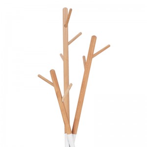 Καλόγερος ρούχων Sigar μέταλλο-ξύλο σε λευκή-φυσική απόχρωση 49x51x187εκ