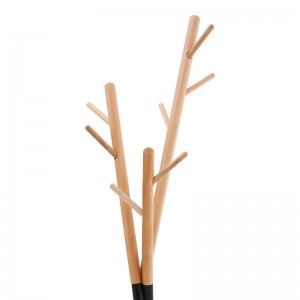 Καλόγερος ρούχων Sigar μέταλλο-ξύλο σε μαύρη-φυσική απόχρωση 49x51x187εκ