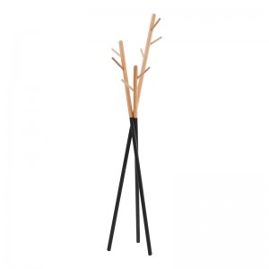 Καλόγερος ρούχων Sigar μέταλλο-ξύλο σε μαύρη-φυσική απόχρωση 49x51x187εκ