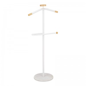 Καλόγερος ρούχων Jolma μέταλλο-ξύλο σε λευκή απόχρωση Φ30x111εκ