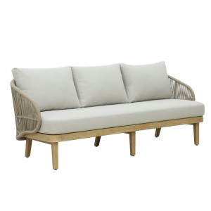 Σετ σαλονιού 4τμχ Peregine μασίφ ξύλο ευκαλύπτου-μπεζ ύφασμα