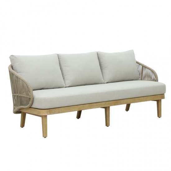 Σετ σαλονιού 4τμχ Peregine μασίφ ξύλο ευκαλύπτου-μπεζ ύφασμα