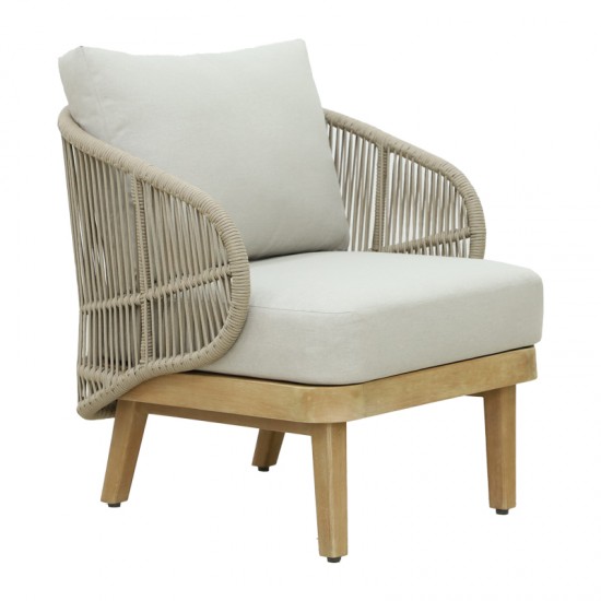 Σετ σαλονιού 4τμχ Peregine μασίφ ξύλο ευκαλύπτου-μπεζ ύφασμα