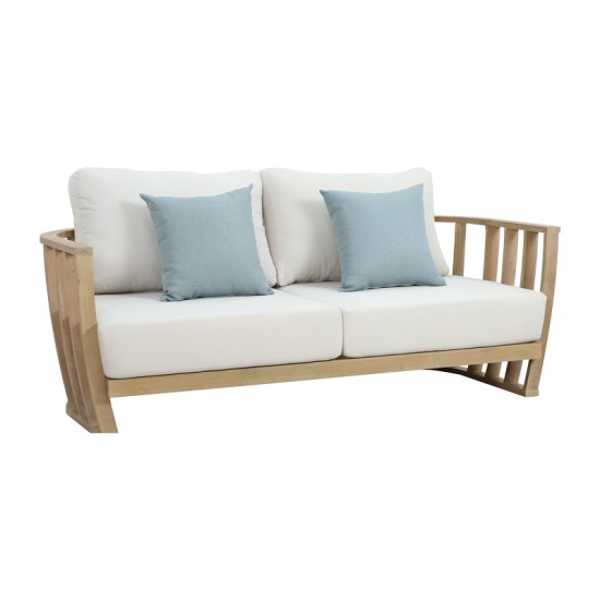 Σετ σαλονιού 4τμχ Eron μασίφ ξύλο ευκαλύπτου-μπεζ ύφασμα