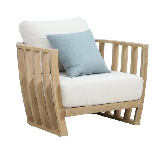 Σετ σαλονιού 4τμχ Eron μασίφ ξύλο ευκαλύπτου-μπεζ ύφασμα