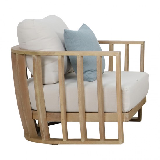 Σετ σαλονιού 4τμχ Eron μασίφ ξύλο ευκαλύπτου-μπεζ ύφασμα