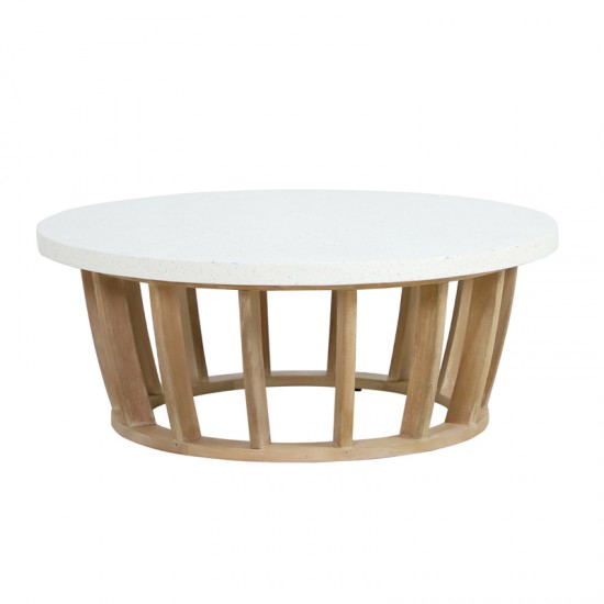 Σετ σαλονιού 4τμχ Eron μασίφ ξύλο ευκαλύπτου-μπεζ ύφασμα