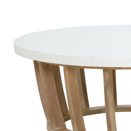 Σετ σαλονιού 4τμχ Eron μασίφ ξύλο ευκαλύπτου-μπεζ ύφασμα