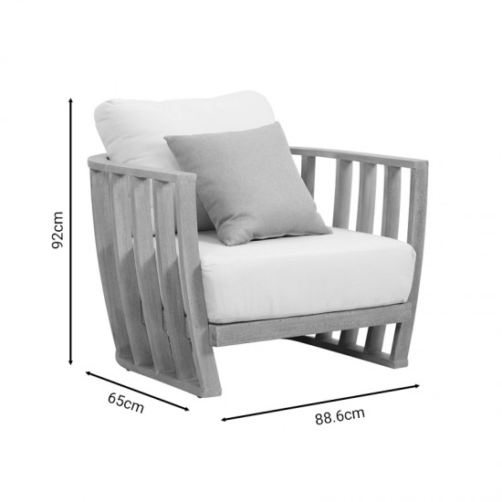 Σετ σαλονιού 4τμχ Eron μασίφ ξύλο ευκαλύπτου-μπεζ ύφασμα