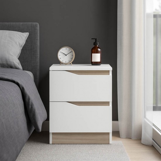 Κομοδίνο Verena II σε λευκή-sonoma απόχρωση 40x40x50εκ