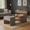 Τραπέζι σαλονιού Morfi πολυμορφικό 3τεμ σε oak-μπεζ μαρμάρου απόχρωση 105x45x37εκ