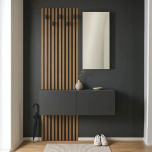 Έπιπλο εισόδου με καθρέπτη Arika σε oak-ανθρακί απόχρωση 100x37.1x199.5εκ