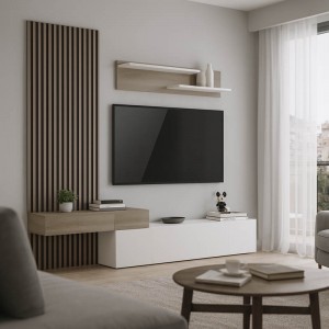 Σύνθετο σαλονιού Litende σε λευκή-sonoma απόχρωση 249.4x42.2x199.5εκ