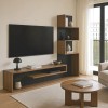 Έπιπλο τηλεόρασης με βιβλιοθήκη Cazenda σε oak με ανθρακί απόχρωση 160x29x126εκ