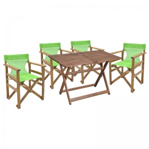 Tραπεζαρία κήπου Retto σετ 5τμχ μασίφ ξύλο οξιάς καρυδί-λαχανί 120x75x71εκ