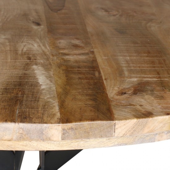 Τραπέζι Bocco Ι ξύλο mango φυσικό 3εκ με μαύρα μεταλλικά πόδια Φ150x77εκ