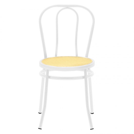 Καρέκλα Βιέννης pe rattan μπεζ-μέταλλο λευκό