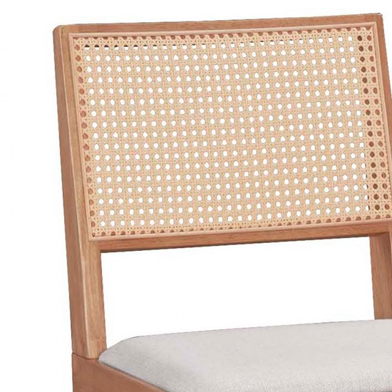 Καρέκλα Winslow ξύλο rubberwood ανοικτό καρυδί-pvc rattan φυσικό-ύφασμα γκρι 46.5x55.8x82cm