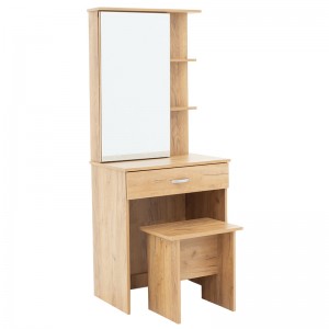 Τουαλέτα κρεβατοκάμαρας Zelia  με καθρέπτη και σκαμπό χρώμα φυσικό mo 60x40.5x151εκ