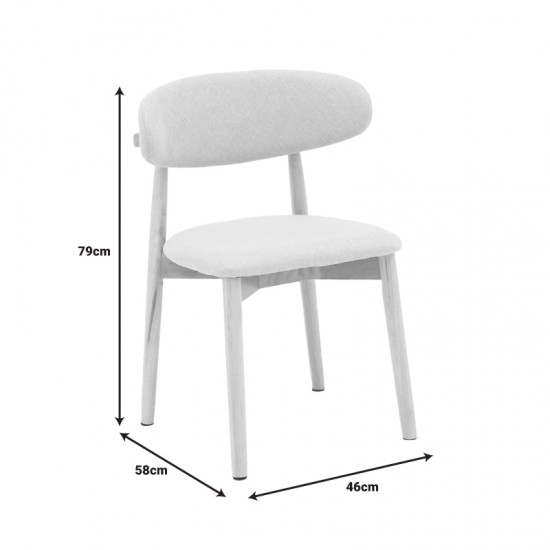 Καρέκλα Ubene  ύφασμα σε φυσική και μπεζ απόχρωση 46x58x79εκ