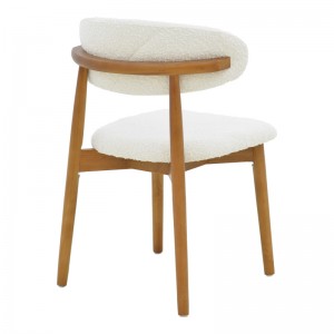 Καρέκλα Ubene rubberwood σε καρυδί-μπουκλέ ύφασμα σε λευκή απόχρωση 51x56x79εκ