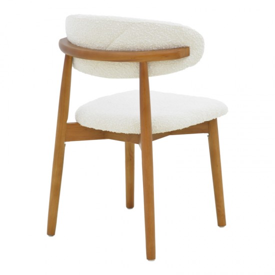 Καρέκλα Ubene rubberwood σε καρυδί-μπουκλέ ύφασμα σε λευκή απόχρωση 51x56x79εκ