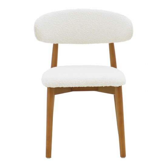 Καρέκλα Ubene rubberwood σε καρυδί-μπουκλέ ύφασμα σε λευκή απόχρωση 51x56x79εκ